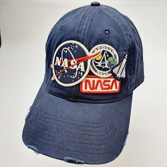 Nasa American Needle Embroidered Patch es Distressed Cap Navy Blue Hat - Picture 1 of 7